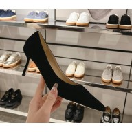 Jimmy Choo Love 65 Black Suede Pointed Pumps with JC Emblem 2024