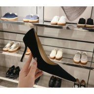 Jimmy Choo Love 85 Black Suede Pointed Pumps with JC Emblem 2024