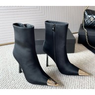 Saint Laurent silk Pointed Ankle Boots black heel 10cm 2024