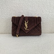 saint laurent envelope small BAG in suede BROWN COFFEE 2024 (original quality)