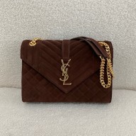 saint laurent envelope medium BAG in suede BROWN COFFEE 2024 (original quality)