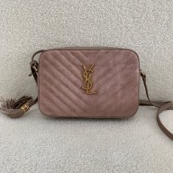 saint laurent LOU CAMERA BAG in suede PINK 2024 (original quality)