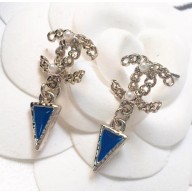 Chanel CC Earrings with Triangle Pendant AB0276 Blue 2018