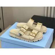 Prada Leather strap slides 1XX692 beige 2024