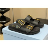 Prada Leather strap slides 1XX692 black 2024