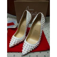 Christian Louboutin White Glitter Multi Pigalle Spikes  Pumps