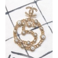 Chanel Earrings with 5 Large Ring Pendant  AB0273 Gold/Pearly White 2018