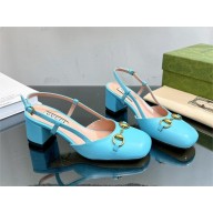 Gucci Women's Horsebit slingback 771601 BLUE 2024