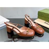 Gucci Women's Horsebit slingback 771601 brown 2024