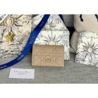 Dior Caro Glycine Wallet in Beige Supple Cannage Calfskin 2024