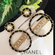 Chanel Band Large Ring Earrings AB0089 Black/Gold 2018