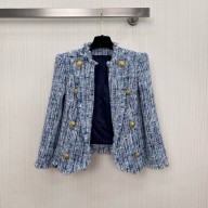 BALMAIN BLUE TWEED COAT 2025