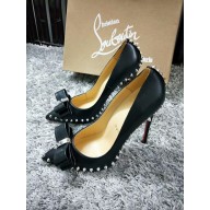 Christian Louboutin Women's Black Lucifer Spikes Bow Pumps