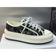 Dior Walk'n'Dior Platform Sneaker in Black and Gold-Tone Toile de Jouy Mexico Embroidered Cotton with Metallic Thread 2024