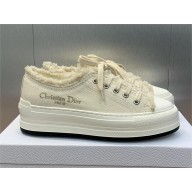 Dior Ecru Fringed Cotton Canvas with Embroideries Walk'n'Dior Platform Sneaker 2024