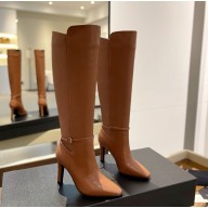 Saint Laurent  Heel 10.5cm  Mina Buckle Booties calfskin brown 2024