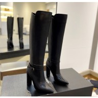 Saint Laurent Heel 9.5cm Mina Buckle Booties calfskin black 2024