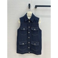CHANEL DARK BLUE Washed Denim VEST P78764 2025
