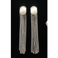 Celine Crystal Tassel Clip-on Earrings Crystal/Silver 2018