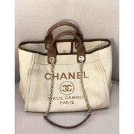 Chanel medium Deauville canvas Tote Bag creamy 2019