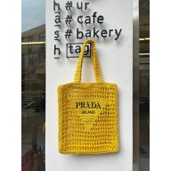 Cheap Sale Prada raffia tote bag 1BG393 yellow 2022