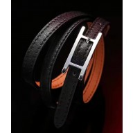 Hermes Quilting Leather Bracelet/Choker Black/Silver