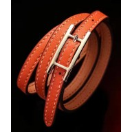 Hermes Quilting Leather Bracelet/Choker Orange/Gold