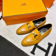 Hermes Leather royal Loafers Marron Glaise