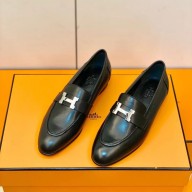 Hermes Leather royal Loafers Black