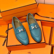 Hermes Leather royal Loafers denim blue