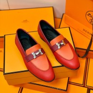Hermes Leather royal Loafers red/orange