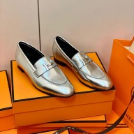 Hermes Leather royal Loafers silver