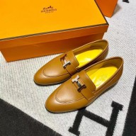 Hermes Leather royal Loafers Brown/yellow