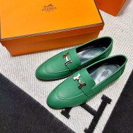 Hermes Leather royal Loafers green
