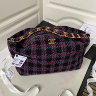 Chanel Maxi Hobo Bag in Wool Tweed AS3632 black/purple 2022