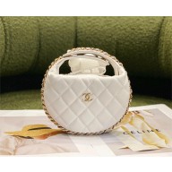 CHANEL white Lambskin & Gold-Tone Metal Pouch AP3095 2022