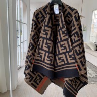 FENDI FF PONCHO in Multicolour wool and silk BROWN