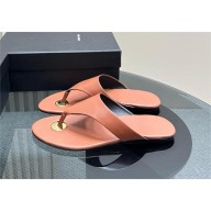 Saint Laurent Kouros leather thong sandals TAN 2024