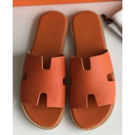 Hermes Izmir Men's Slipper Sandals in Togo Calfskin Orange