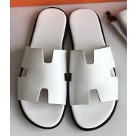 Hermes Izmir Men's Slipper Sandals in Calfskin White
