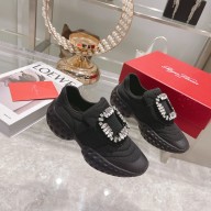 roger vivier Viv' Run Light Strass Buckle Sneakers in Fabrics black