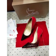 Christian Louboutin Pigalle Follies Ombre Black and Red Patent Red Sole Pumps