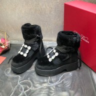 roger vivier Viv' Rangers Strass Buckle Flatform Booties black
