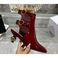 Dior D-idole patent leather ankle boots in burgundy 1115-2024