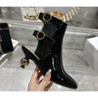 Dior D-idole patent leather ankle boots in black 1115-2024