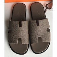 Hermes Izmir Men's Slipper Sandals in Togo Calfskin Etoupe