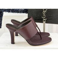 The Row heel 9cm Signum Leather Sandals Burgundy 2025