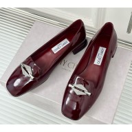 Jimmy choo Ravi Flat Patent Leather Shoes in burgundy 2024