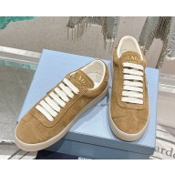 Prada women'/men's Lane suede leather sneakers in beige 2024