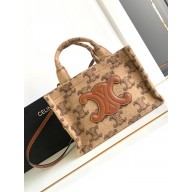 celine small cabas thais in textile with triomphe Camel 2023